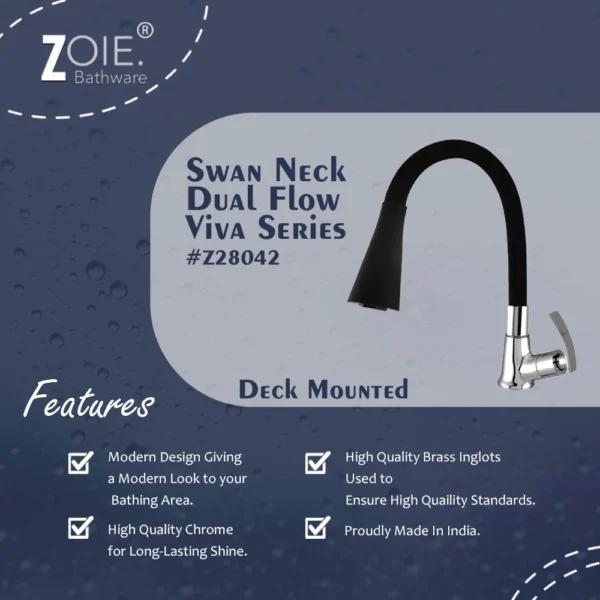 Swan Neck Pillar Tap Dual Flow By Zoie