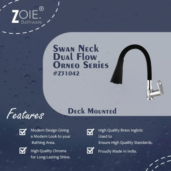 Swan Neck Pillar Tap Dual Flow By Zoie® - Orneo - Image 2