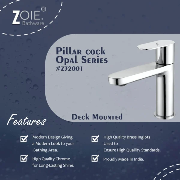 Pillar Cock For Washbasin By Zoie® - Opal - Image 2