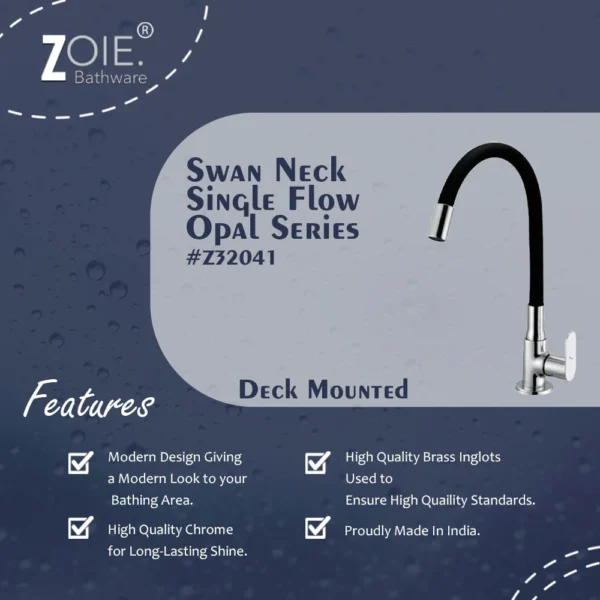 Swan Neck Pillar Tap Single Flow By Zoie® - Opal - Image 2