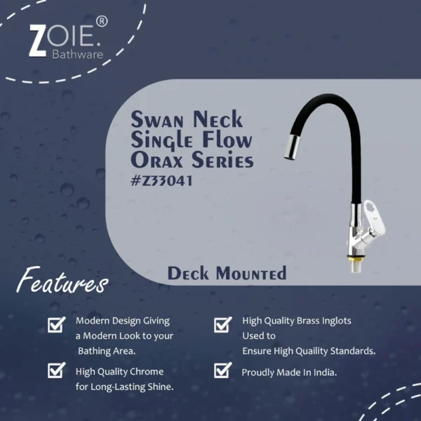 Swan Neck Pillar Tap Single Flow By Zoie® - Orax - Image 2