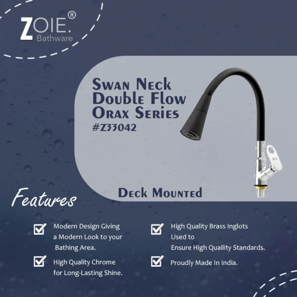 Swan Neck Pillar Tap Dual Flow By Zoie® - Orax - Image 2