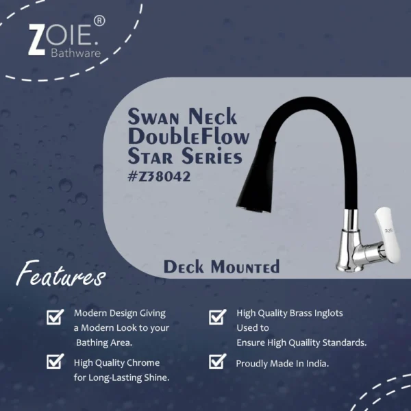 Swan Neck Pillar Tap Dual Flow By Zoie® - Star - Image 2