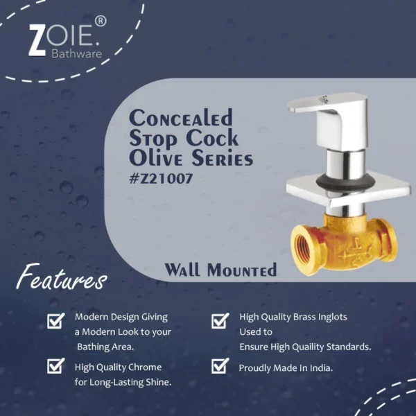 Concealed Stop Cock 15mm By Zoie® – Olive - Image 2