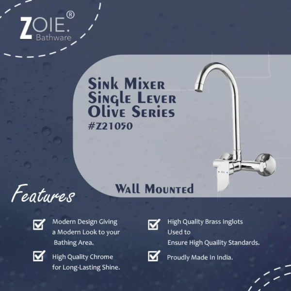 Sink Mixer Single Lever Wall Mounted  By Zoie®- Olive - Image 2