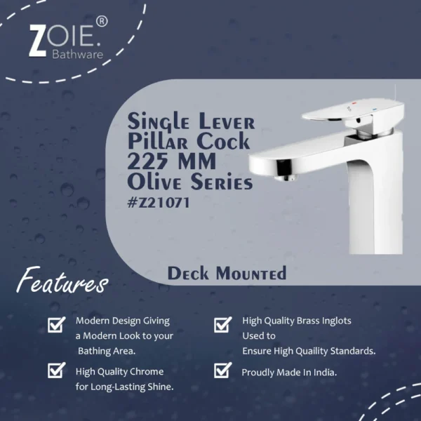 Single Lever Pillar Cock 225 MM By Zoie