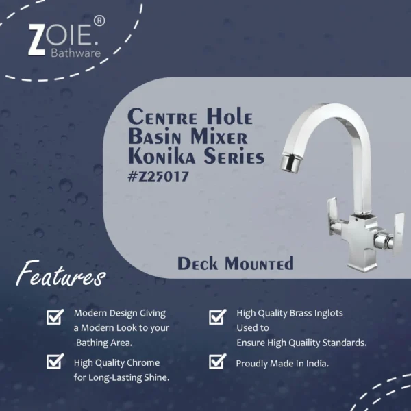 Centre Hole Basin Mixer By Zoie® - Konika - Image 2