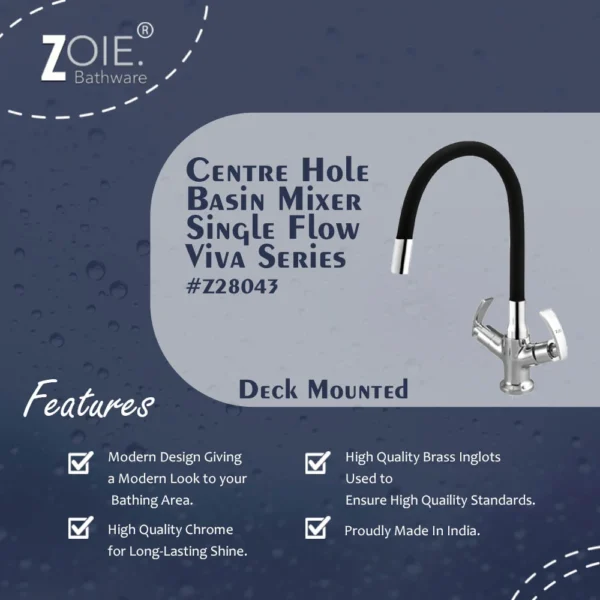 Centre Hole Basin Mixer Single Flow By Zoie® - Viva - Image 2