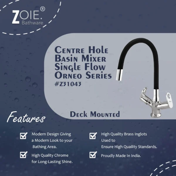 Centre Hole Basin Mixer Single Flow By Zoie