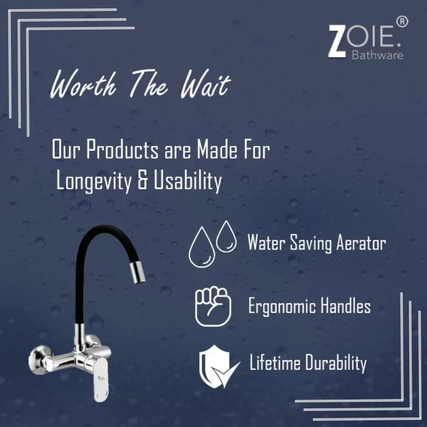 Sink Mixer Single Lever Single Flow Wall Mounted By Zoie®- Opal - Image 3