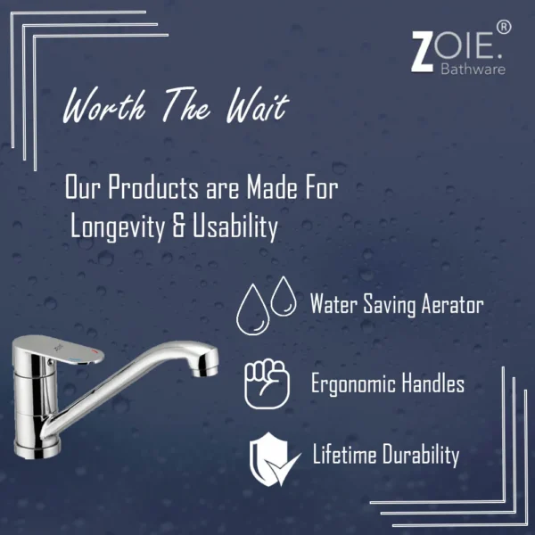 Sink Mixer Single Lever Dual Flow Wall Mounted By Zoie®- Opal - Image 3