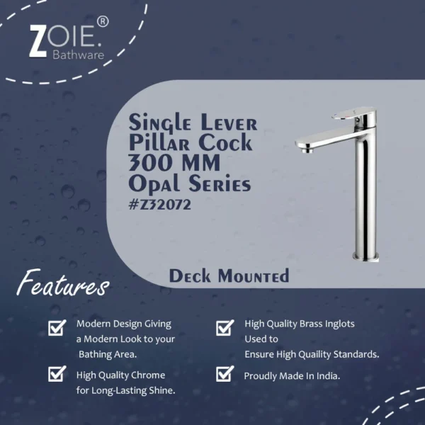 Single Lever Pillar Cock 300 MM By Zoie®- Opal - Image 2