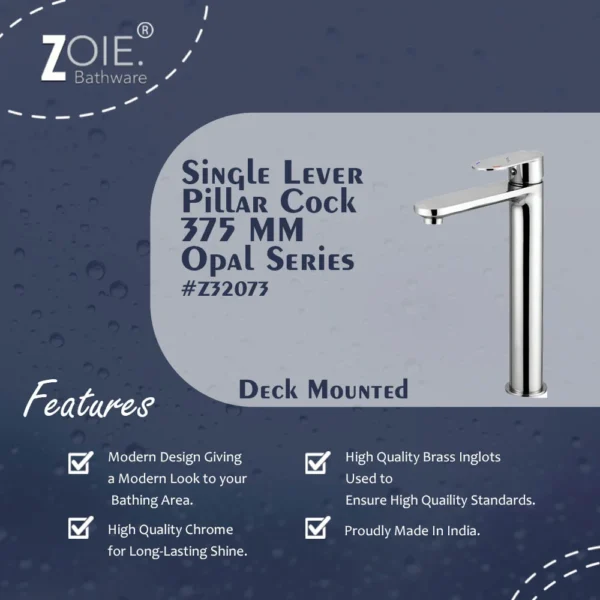 Single Lever Pillar Cock 375 MM By Zoie®- Opal - Image 2