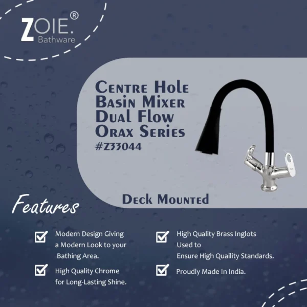 Centre Hole Basin Mixer Dual Flow By Zoie® - Orax - Image 2