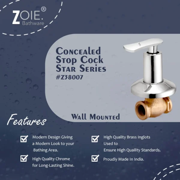 Concealed Stop Cock 15mm By Zoie