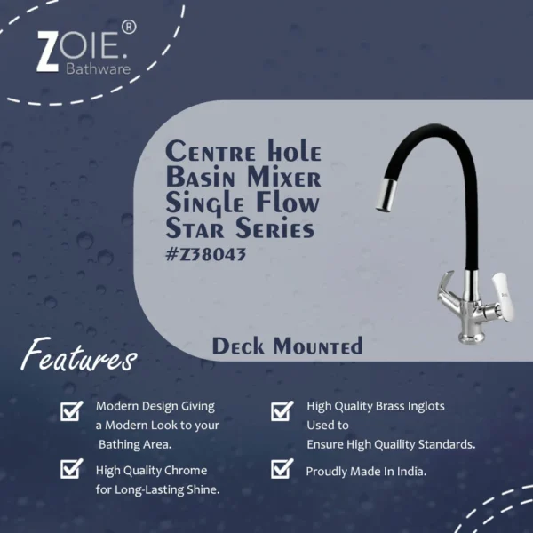 Centre Hole Basin Mixer Single Flow By Zoie